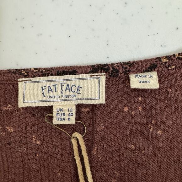 Fat Face Odette Tonal Leopard Dress Womens US Sz 8 Maxi Flutter Sleeve Tie Belt - Picture 8 of 16